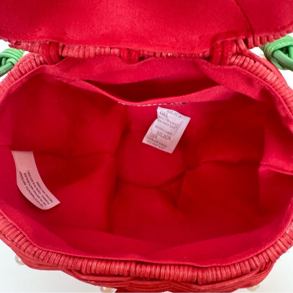 Kate Spade x Target Pearl Embellished Strawberry Wicker Bucket Bag Nwt Handbag - Picture 13 of 15